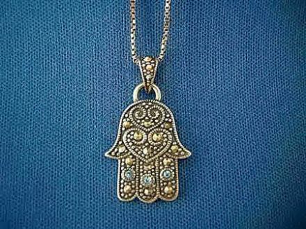 Picture of #S445-BLight Blues & Marcasite Hamsa