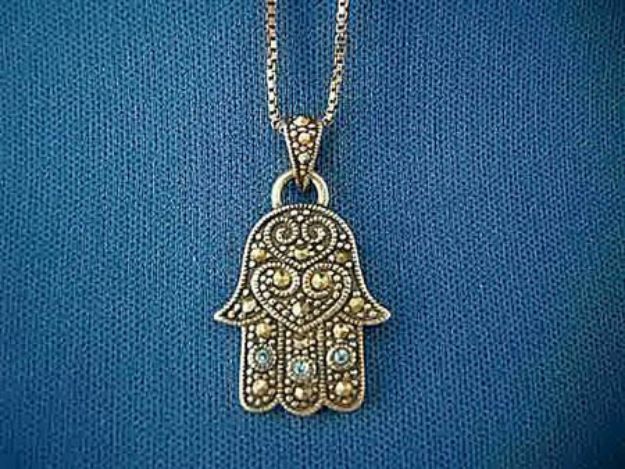 Picture of #S445-BLight Blues & Marcasite Hamsa
