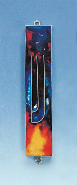 Picture of #HR-040 Resin and Silver Mezuzah Case