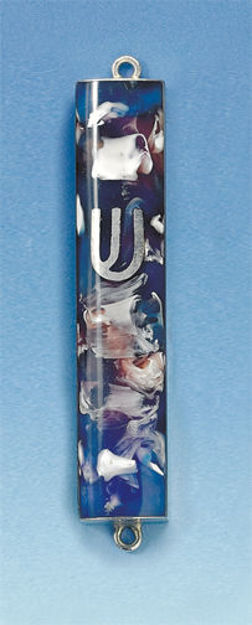 Picture of #HR-536 Resin and Silver Mezuzah Case