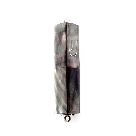 Picture of #HR-B533-B Black Mussell Shell Triangle and  Sterling Silver Mezuzah Case