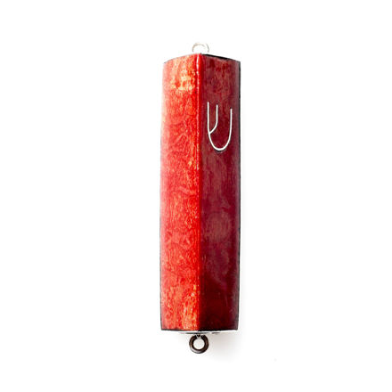 Picture of #HR-B533-C Red Coral and Sterling Silver Mezuzah Case