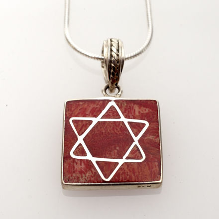 Picture of #B525-C Red Coral and Sterling Silver Star