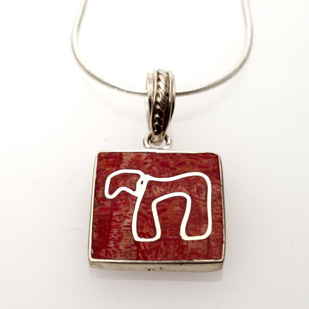 Picture of #B526-C Red Coral and Sterling Silver Chai