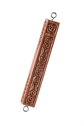 Picture of #067-A Wood Carved Mezuzah Case