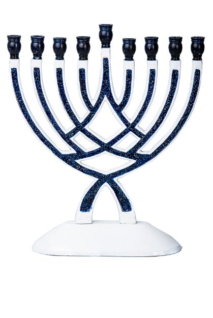 Picture of #228 Blue and White Metal Menorah discontinued