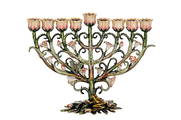 Picture of #6083 Jeweled with butterfly and frog Menorah