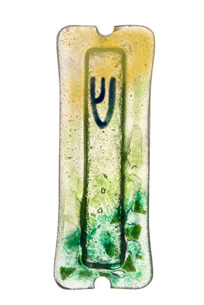 Picture of #C151 Glass Yellow/Green Mezuzah