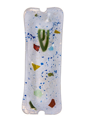 Picture of #c150 Glass White Abstract Mezuzah