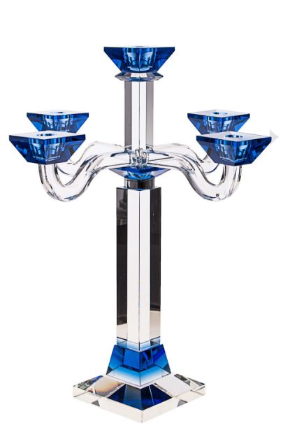Picture of #16442-B Candelabra Crystal  5 Branches with blue accents