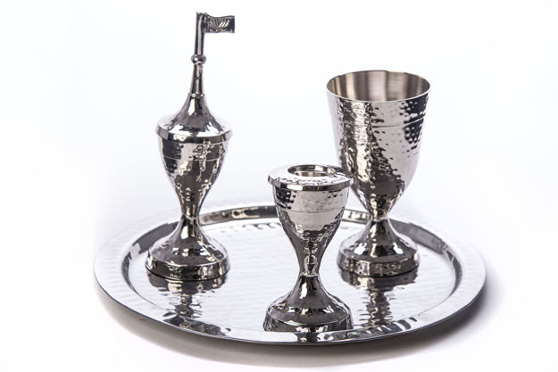 Picture of #4216 Havdallah Set Stainless Steel Hammered
