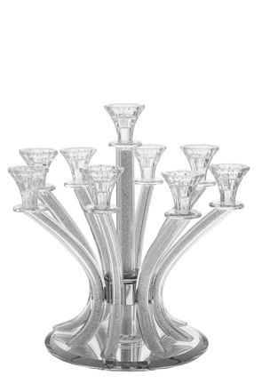 Picture of #1632-9 Crystal Candelabra with crushed stones 9 branches