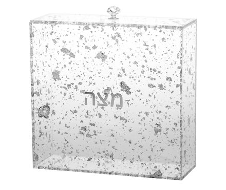 Picture of #1886-FS Matzah Holder Silver Flakes Lucite