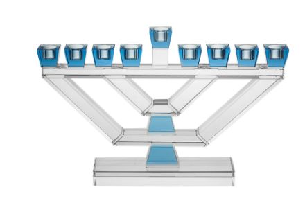 Picture of #175-LB Crystal Menorah Large Blue