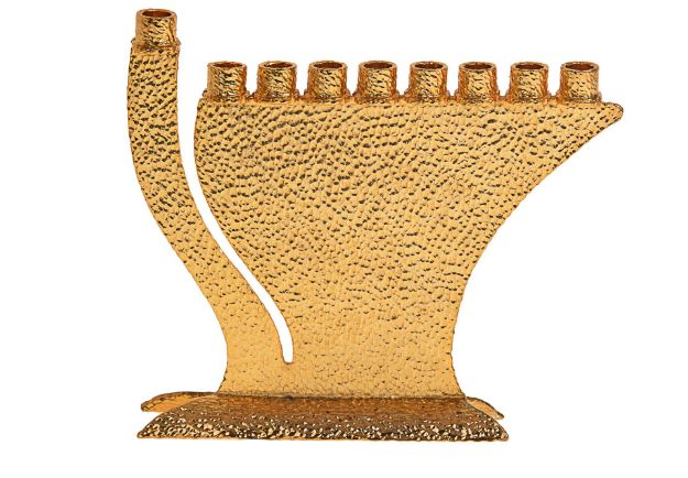 Picture of #221 Menorah Gold Hammered Metal