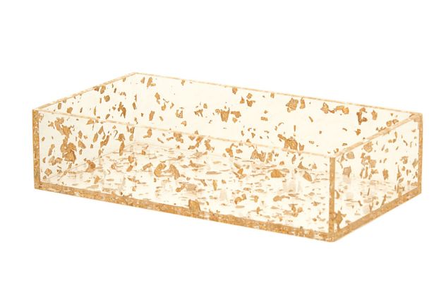 Picture of #1620-GF  Napkin Holder Lucite Gold Flakes Rectangular - 