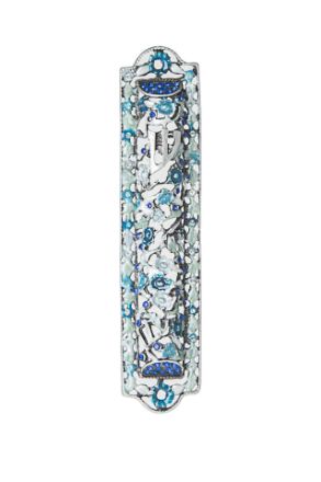Picture of #056 Jeweled  Mezuzah case with blue stones 
