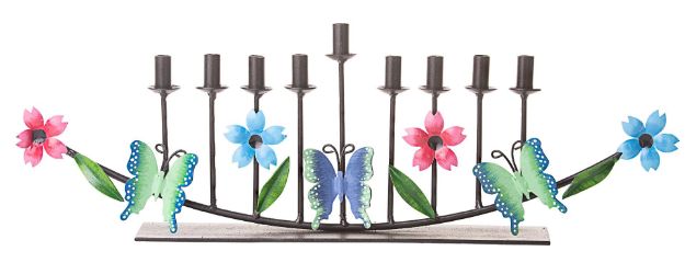 Picture of #192 Menorah  Metal Garland Flowers and Butterflies