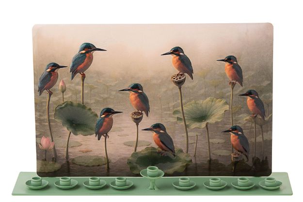Picture of 258 Menorah Metal Birds in Lotus Pond 