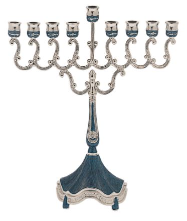 Picture of #1936 Silver Plated Menorah with blue