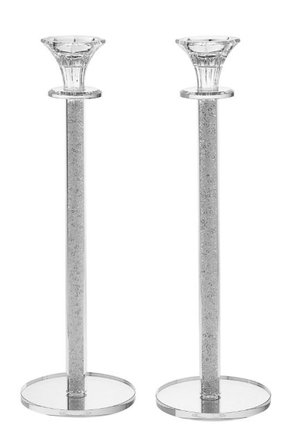 Picture of #1632-1C Candlestick Crystal and Clear  Crushed Stones 