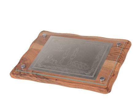 Picture of #29251 Challah Board wood and Silver plated  Rectangle 